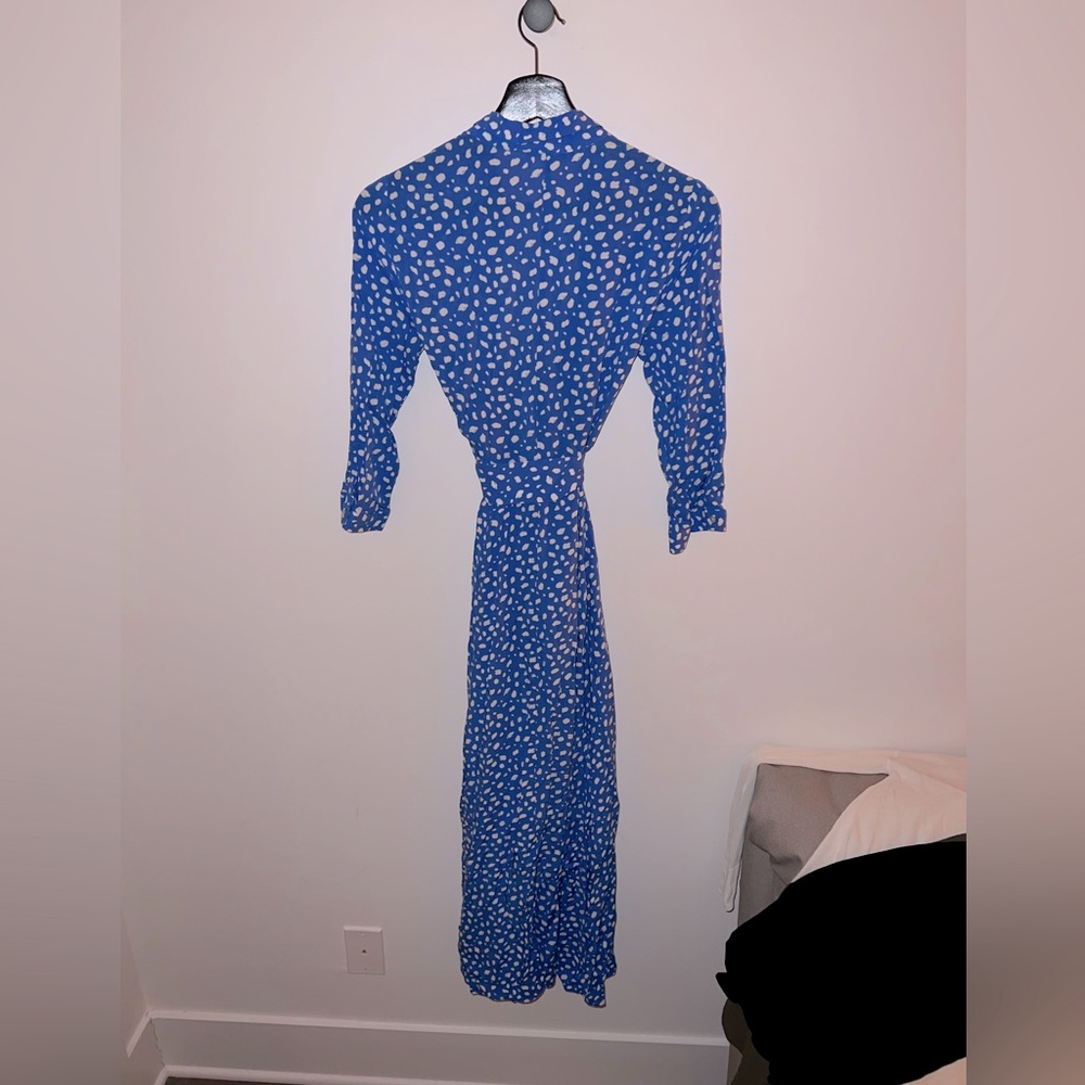 Zara Blue White Polka Dot Maxi Dress - Picture 2 of 2